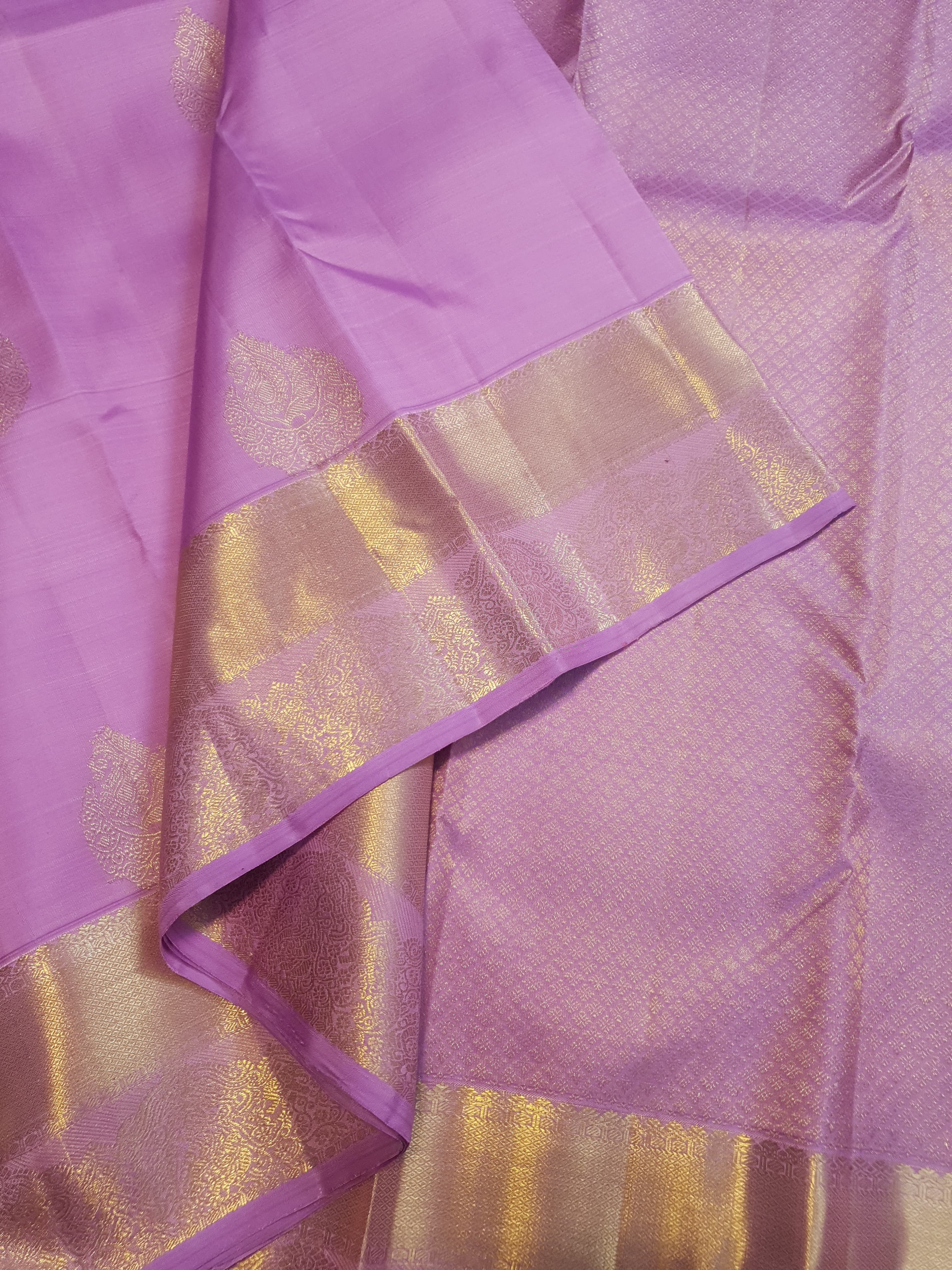 Orchid Pink Pure Kanchipuram Handloom Bridal Silk Sarees